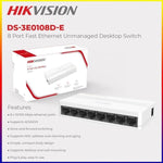 Switch 8 Ethernet 10/100 Mbps - GRUPO CONTROL - DS-3E0108D-E - SWITCH