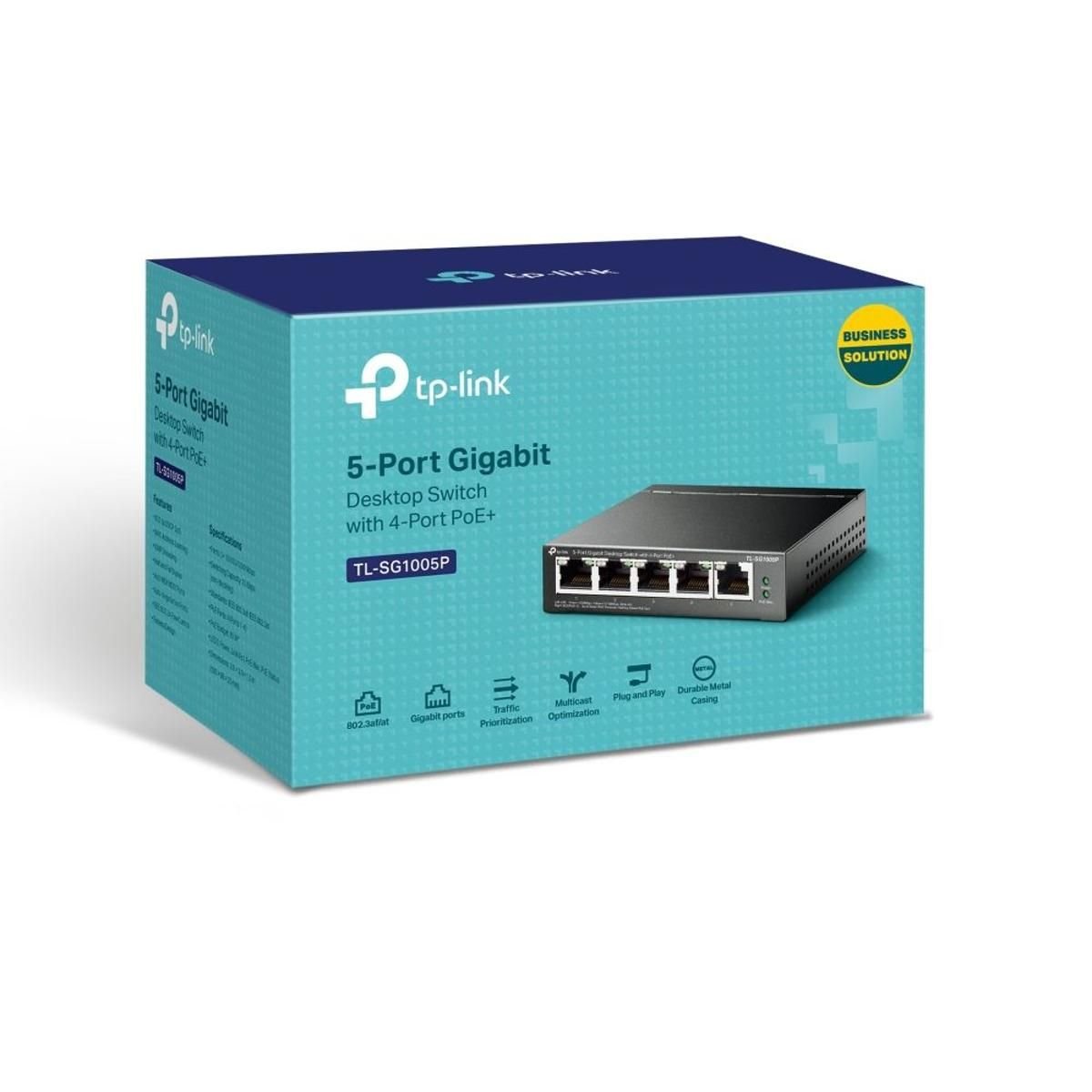 Switch de Escritorio Tp Link de 5 Puertos Gigabait PoE - GRUPO CONTROL - TL-SG1005P - SWITCH