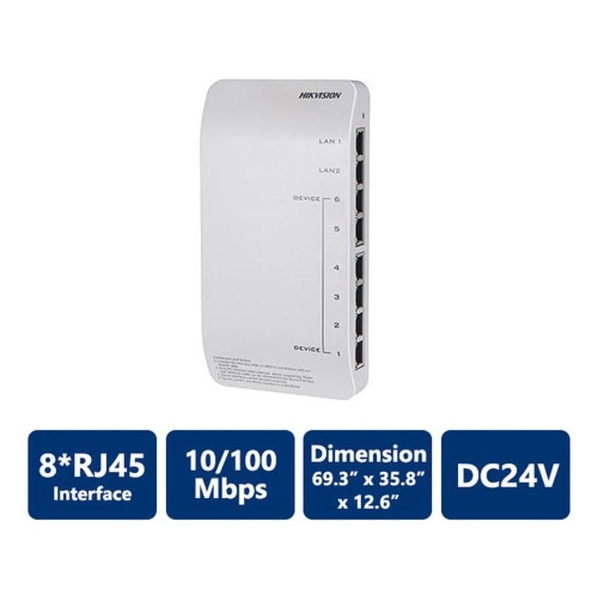 Switch de VideoPortero Hikvision DS - KAD606 6 Canales PoE - GRUPO CONTROL - DS-KAD606 - SWITCH
