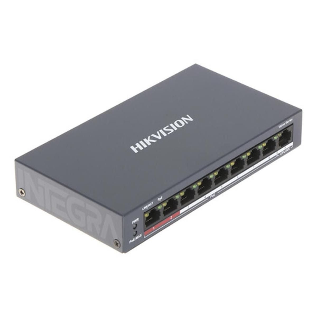 Switch Hikvision PoE 9 Puertos 3E0109P - E/M(B) - GRUPO CONTROL - DS-3E0109P-E/M(B) - SWITCH