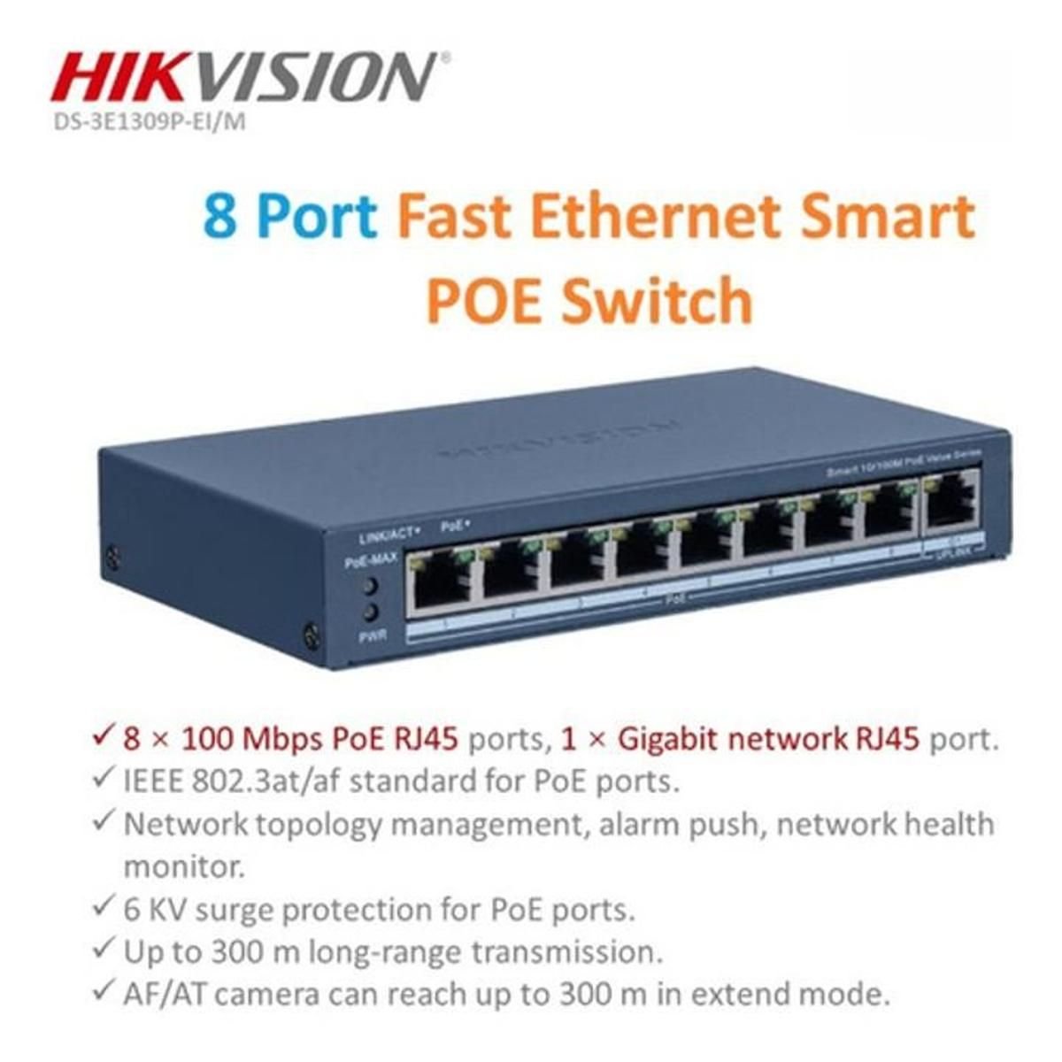 Switch PoE Hikvision DS - 3E1309P - EI/M 8 Puertos - GRUPO CONTROL - DS-3E1309P-EI/M - SWITCH