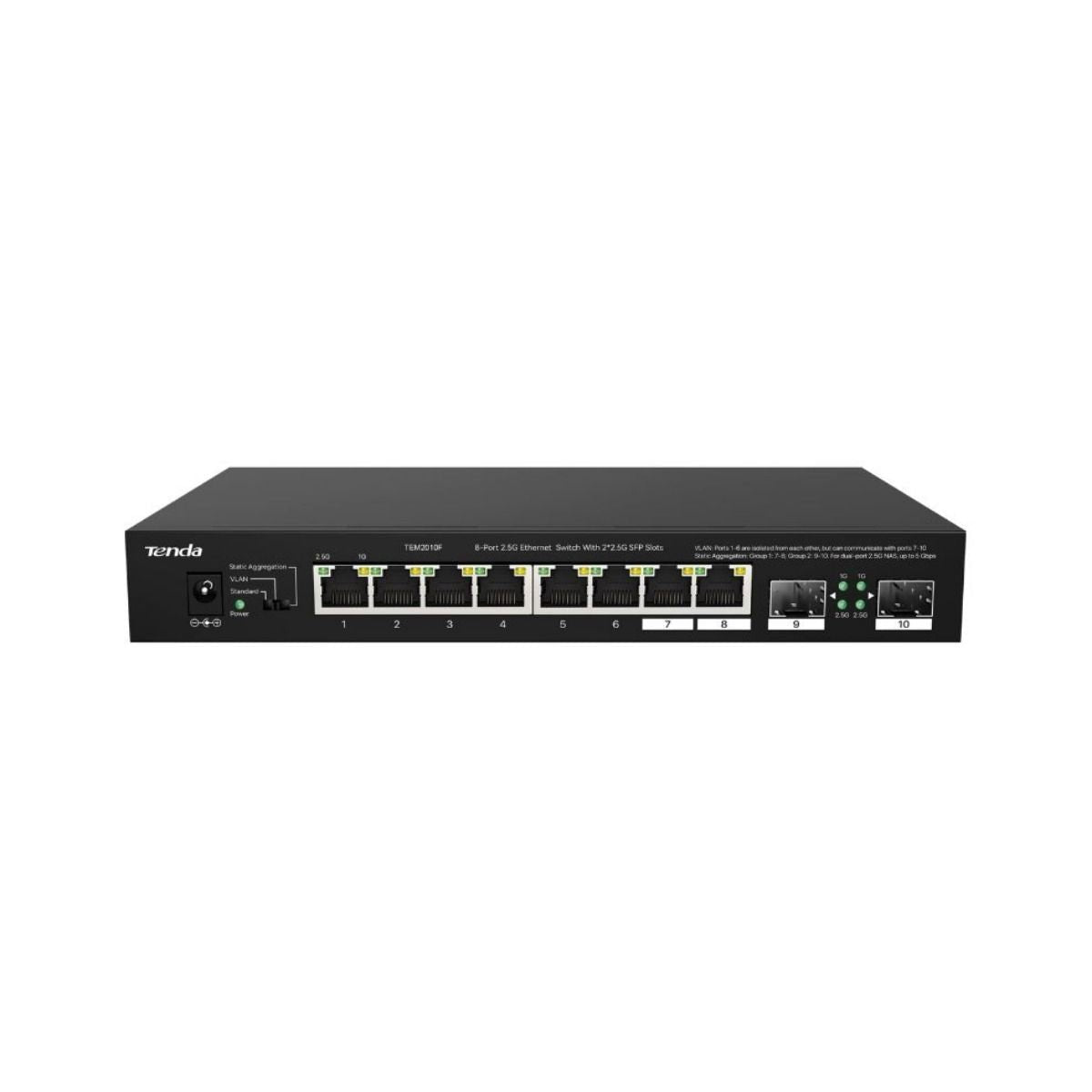 SWITCH TENDA 8 PUERTOS 2.5 GIGABIT+2 PUERTOS SFP 2.5 GIGABIT - GRUPO CONTROL - TEM2010F - SWITCH