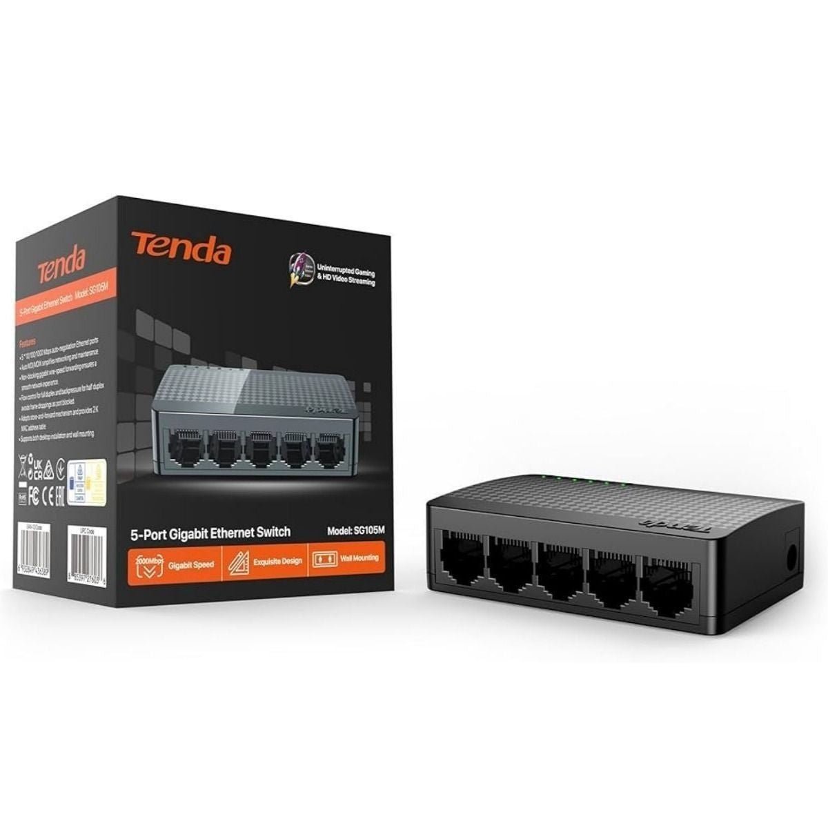 SWITCH TENDA GIGABIT 5 PUERTOS PLASTICO - GRUPO CONTROL - SG105 - SWITCH