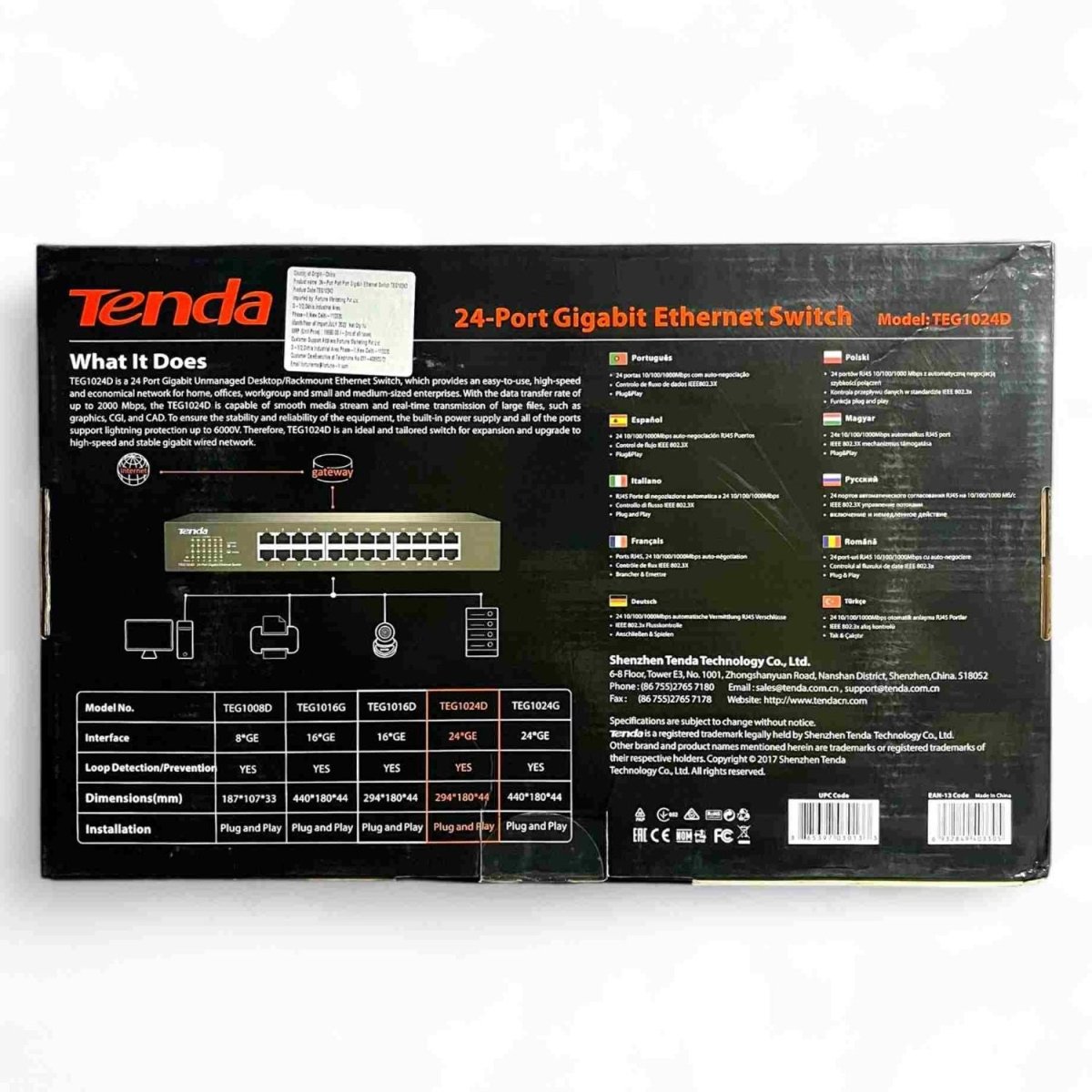 SWITCH TENDA GIGABIT ETHERNET DE 24 PUERTOS TEG1024D - GRUPO CONTROL - TEG1024D - SWITCH