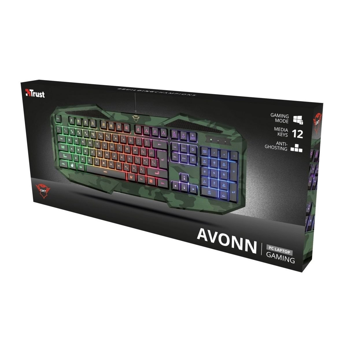 Teclado Gamer Trust Iluminación Rainbow Ergonómico - GRUPO CONTROL - 22279 - TECLADO