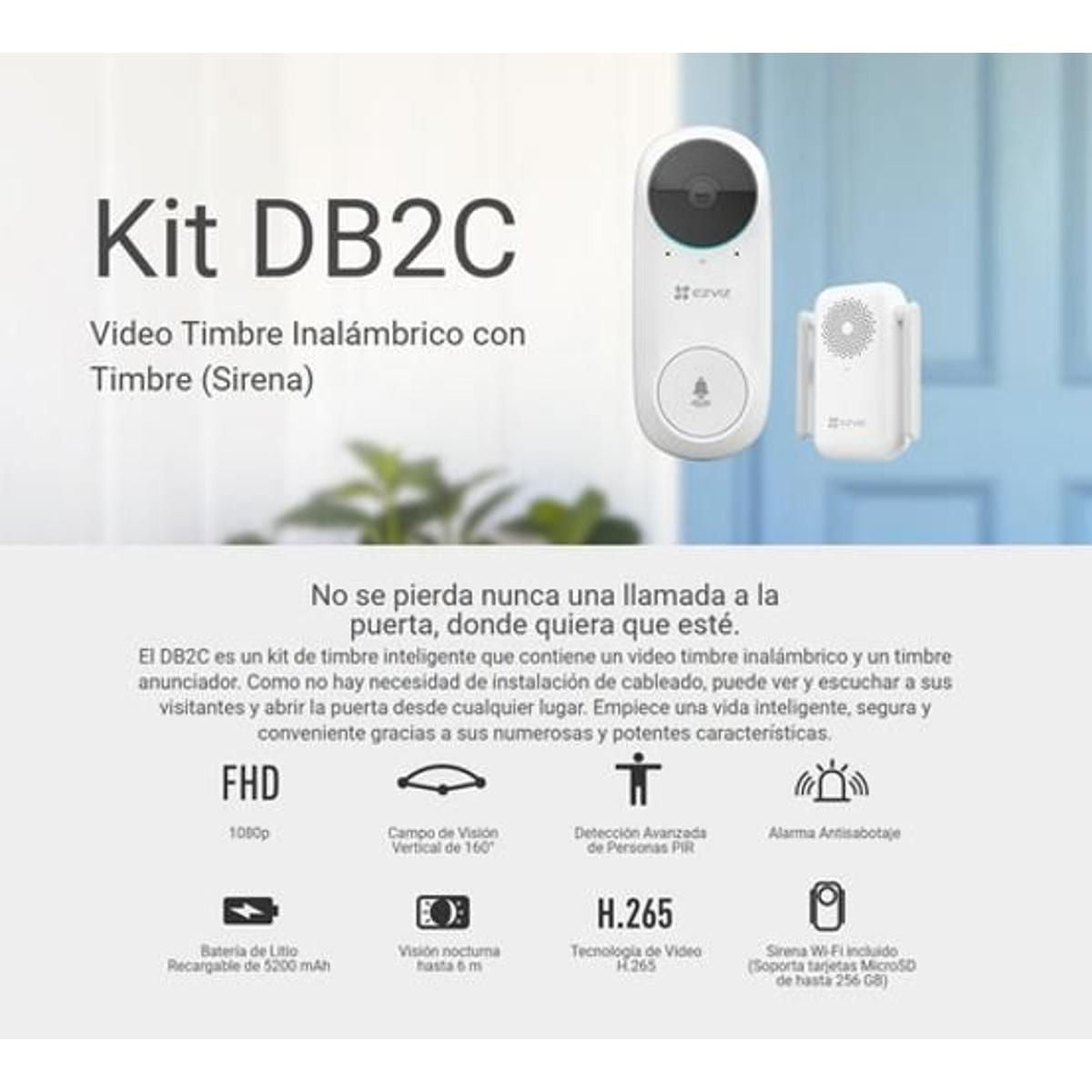 Timbre Inteligente Wifi Db2c - GRUPO CONTROL - CS-DB2C-A0-1E3WPBR - ALARMA