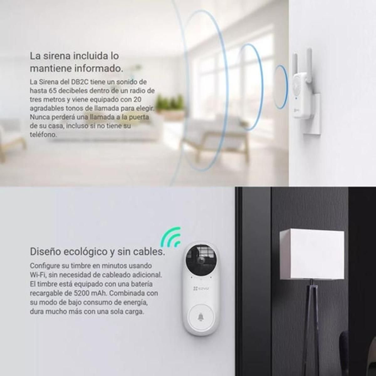 Timbre Inteligente Wifi Db2c - GRUPO CONTROL - CS-DB2C-A0-1E3WPBR - ALARMA