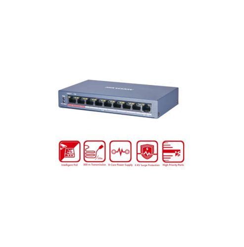 SWITCH  9 PUERTOS 8/ 100 Mbps POE y 1/100 Mbps Ethernet  POE 60W METALICO