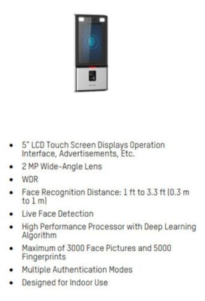 Terminal de Reconocimiento Facial Hikvision DS-K1T606MF 2mp