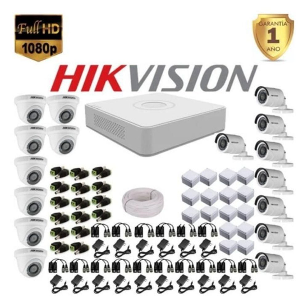 Kit de Seguridad Hikvision Dvr 16ch + 16 Cámaras 1080p + Cable