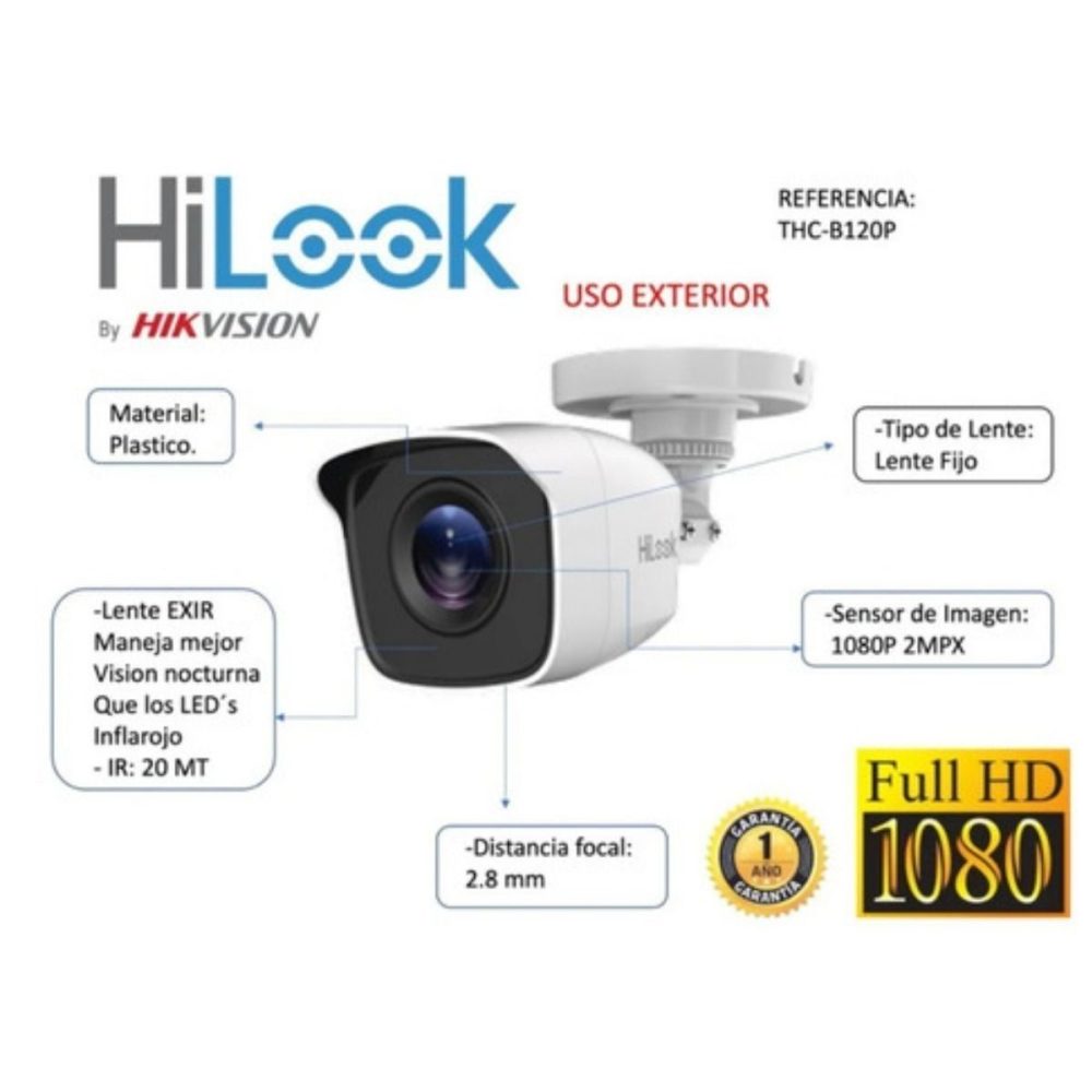 Kit de Seguridad Hikvisión Hilok Dvr 4ch incluye 4 Camaras 1080P + Disco 1 Tb