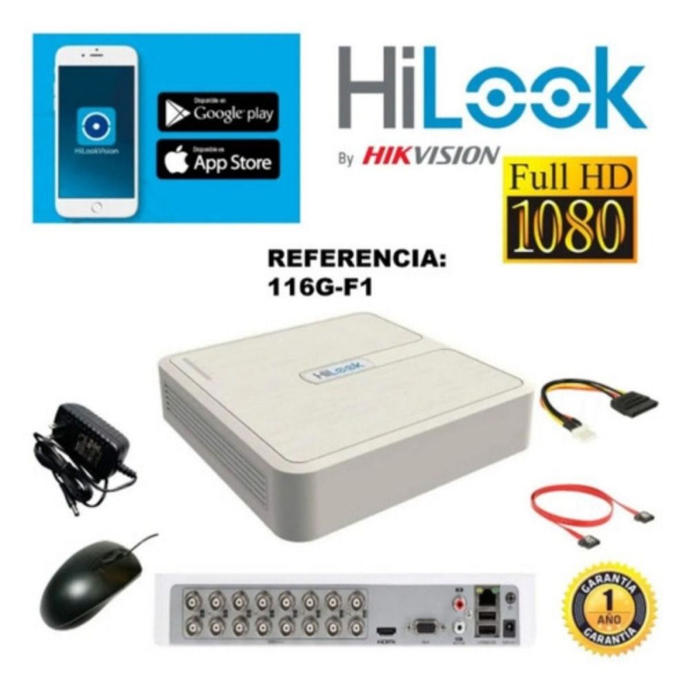 Kit de Seguridad Hikvisión Hilok Dvr 4ch incluye 4 Camaras 1080P + Disco 1 Tb