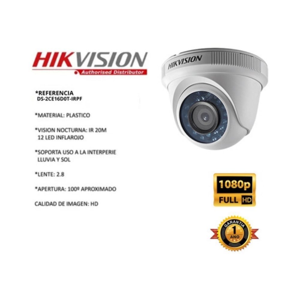 Kit Hikvision DVR 4ch + 2 Cámaras 1080p + Disco Duro 1tb