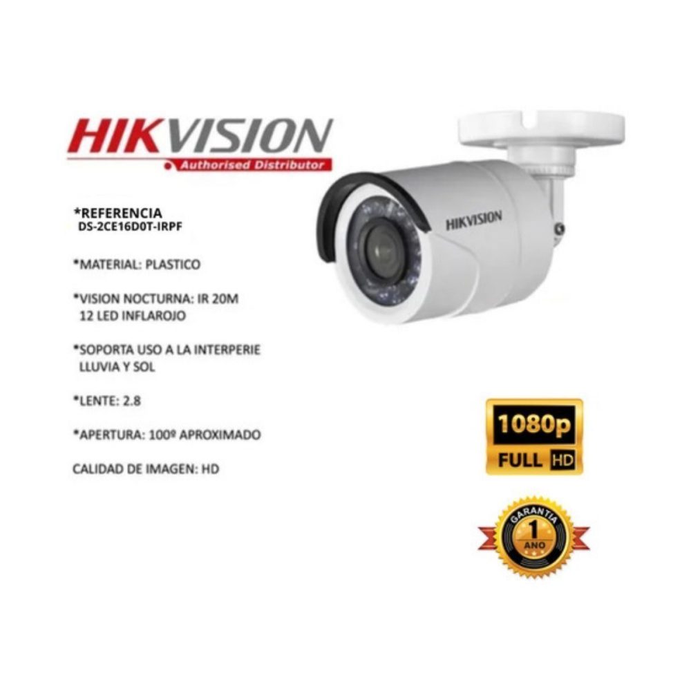 Kit Hikvision DVR 4ch + 2 Cámaras 1080p + Disco Duro 1tb