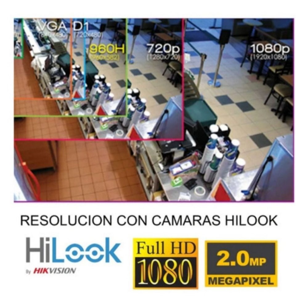 Kit de Seguridad Hikvisión Hilok Dvr 4ch incluye 4 Camaras 1080P + Disco 1 Tb