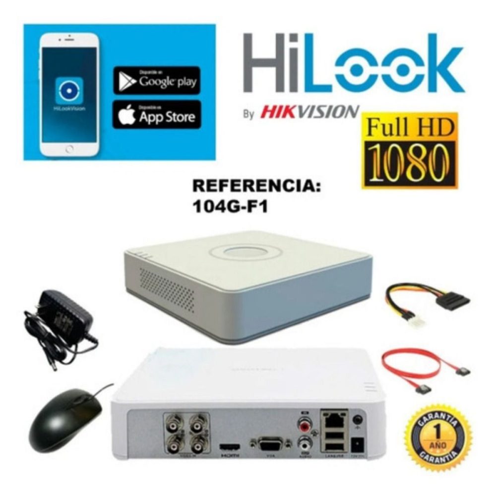 Kit de Seguridad Hikvisión Hilok Dvr 4ch incluye 2Camaras 1080P + Disco 1 Tb