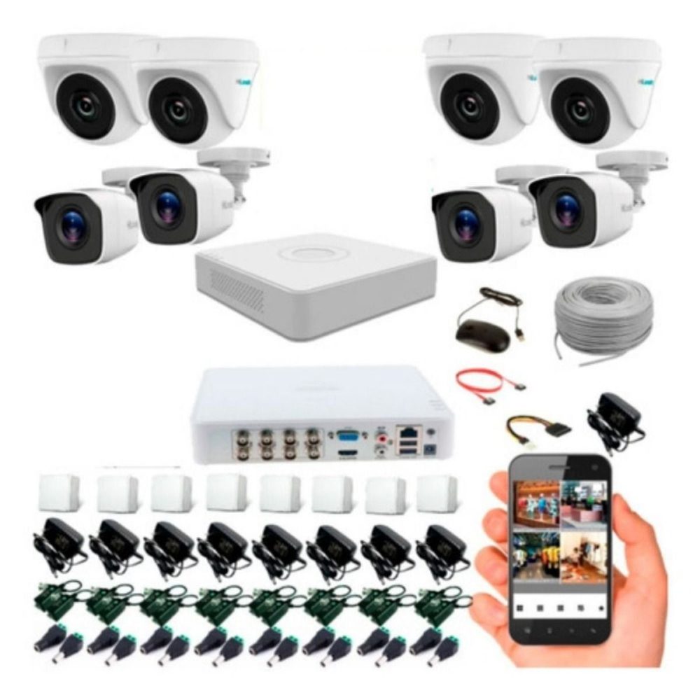 Kit de Seguridad Hikvisión Hilok Dvr 8ch incluye 8 Camaras 1080P + Cable