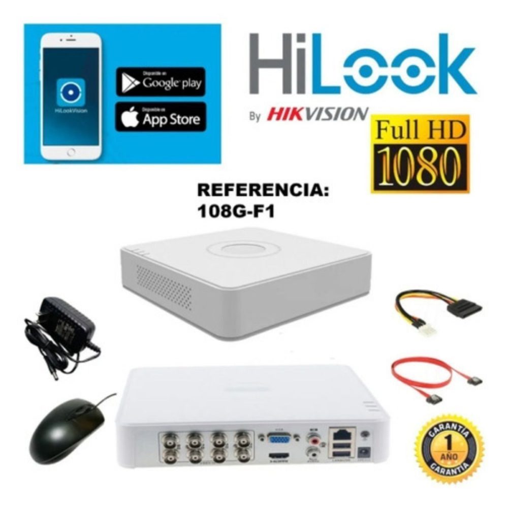 Kit de Seguridad Hikvisión Hilok Dvr 8ch incluye 8 Camaras 1080P + Cable