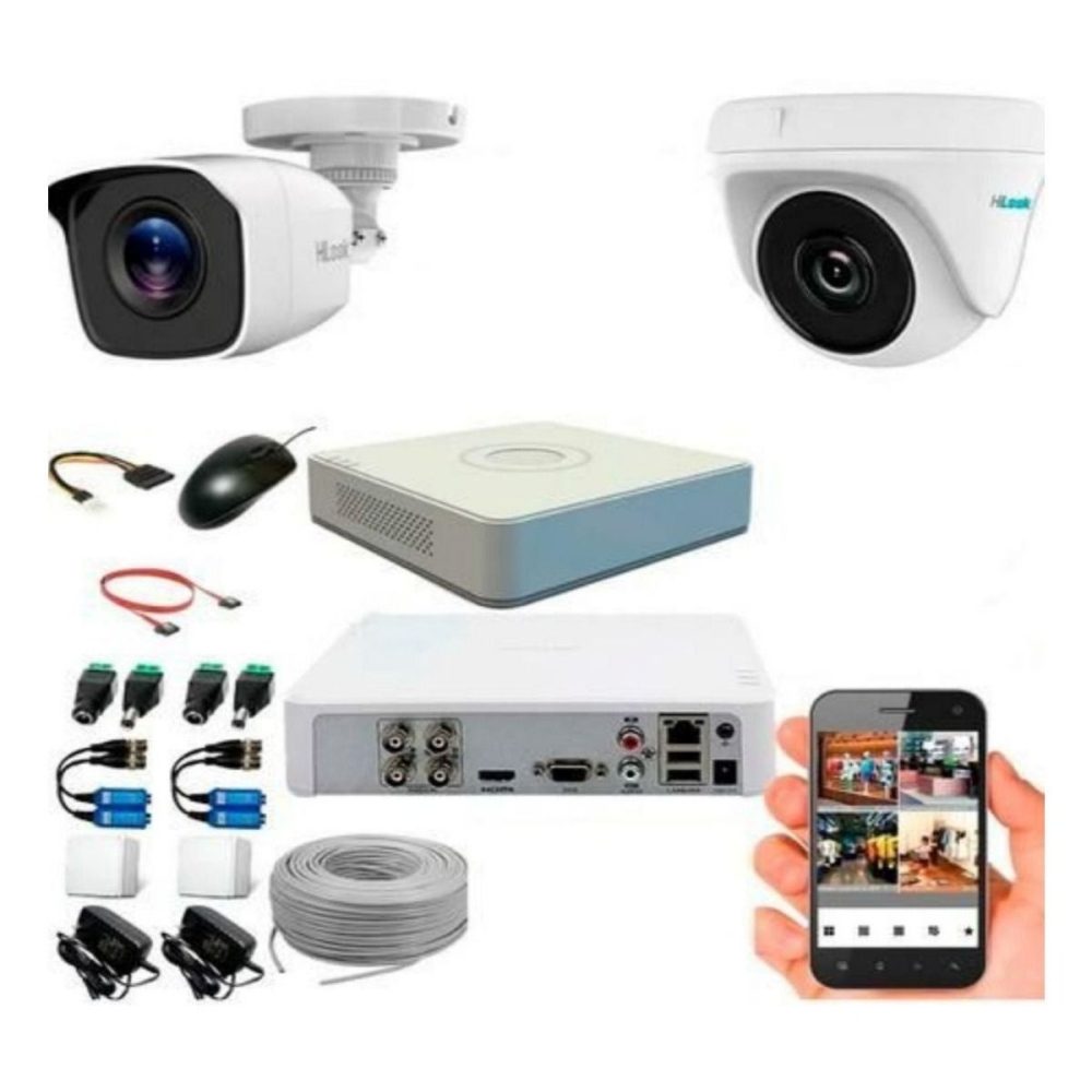 Kit de Seguridad Hilook Dvr 4ch incluye 2 camaras 1080P + Cable