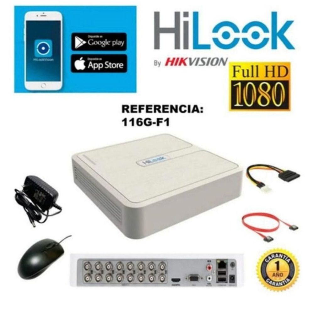 Kit de Seguridad Hikvisión Hilok Dvr 16ch incluye 16 Camaras 1080P + Cable