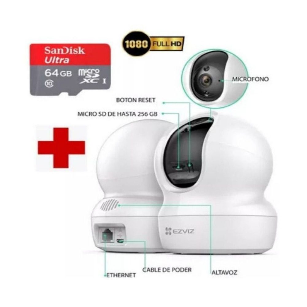 Cámara De Seguridad Ezviz Wifi 3mp + Memoria Sd 64gb