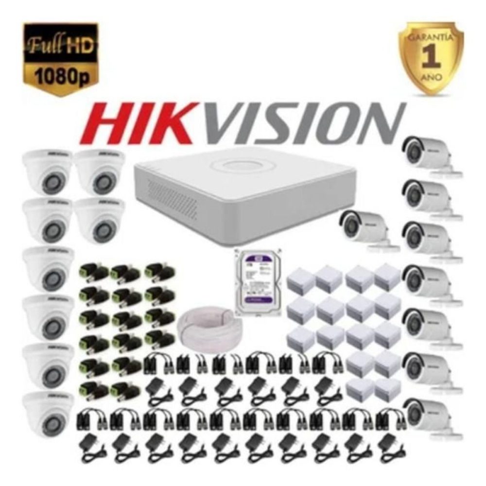 Kit Hikvision Dvr 16ch + 16 Cámaras 1080p + Disco D. 1tb