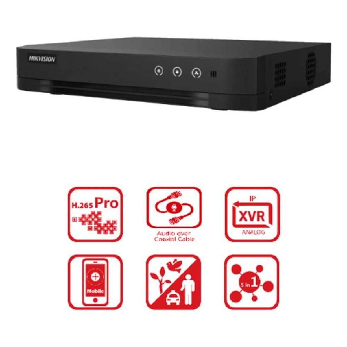 DVR Hikvision DS-7204HQHI-K1/P 4CH 2MP comprensión H265 Pro