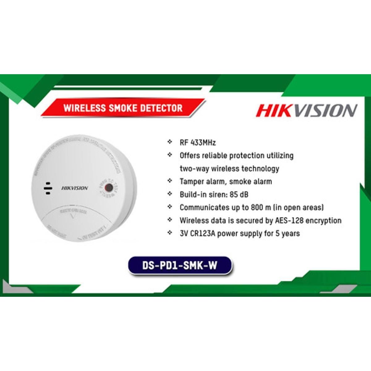 Detector de Humo Inalámbrico Hikvision DS-PD1-SMK-W