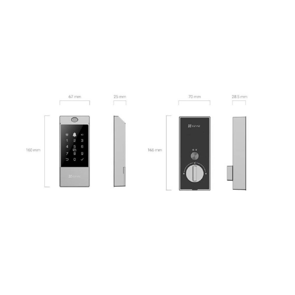 EZVIZ CERRADURA DIGITAL TIPO CERROJO PARA USO EXTERIOR CON GRADO DE PROTECCIÓN IP65. OFRECE 6 MÉTODOS DE ACCESO: HUELLA DACTILAR, TARJETA DE PROXIMIDAD, CÓDIGO NUMÉRICO, LLAVE MECÁNICA, APLICACIÓN EZVIZ Y CONEXIÓN BLUETOOTH