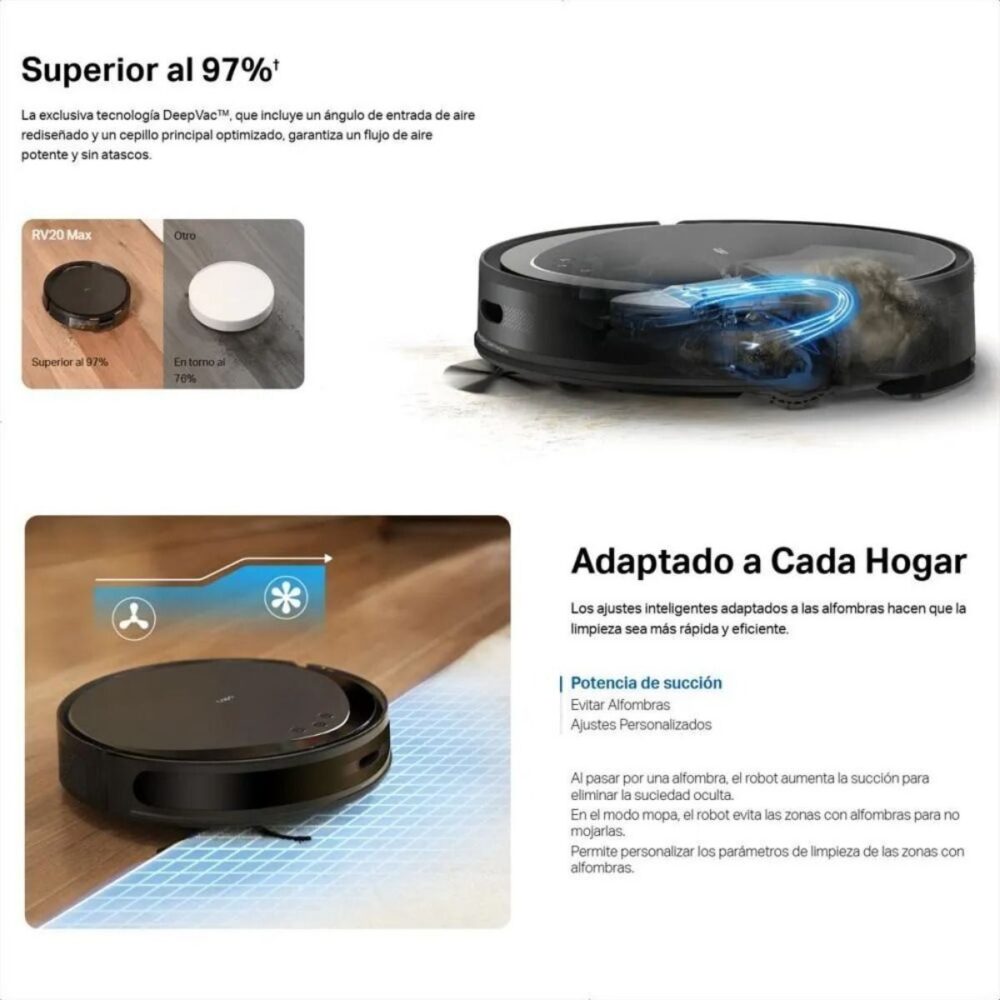 Aspiradora Robot Wifi Tp-link Tapo Rv20 Max Plus Carga Automática