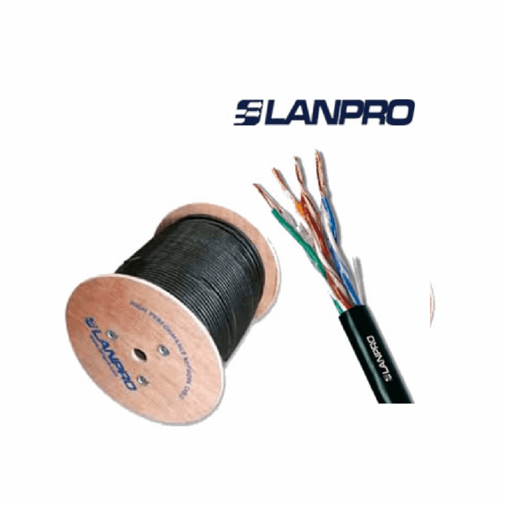 CABLE U/UTP CAT6 SIN BLINDAR PARA EXTERIOR ROLLO 305M 24AWG BC CHAQUETA SIMPLE PE NEGRO TESTEADO