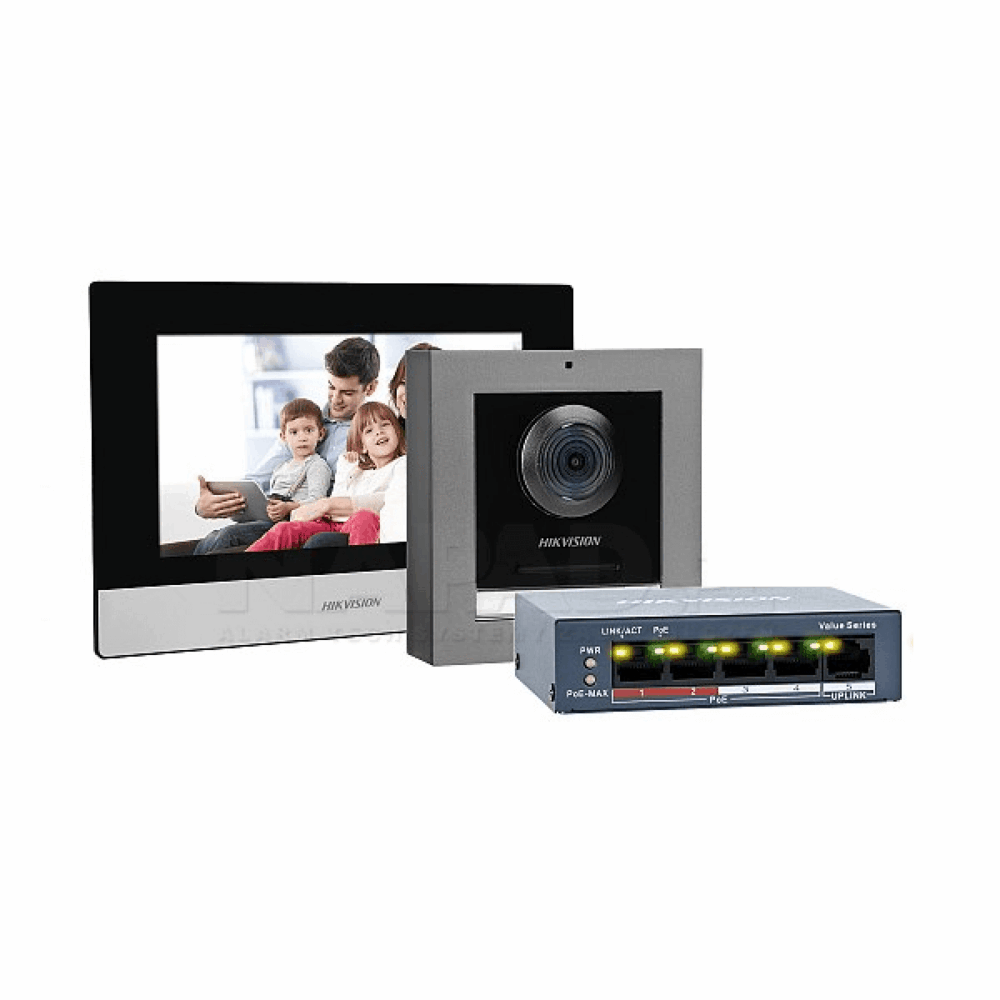 KIT VIDEOPORTERO IP HIKVISION CAMARA 2MP MONITOR- FRENTE CALLE-SWITCH POE- TF 32 GB DS-KIS602B