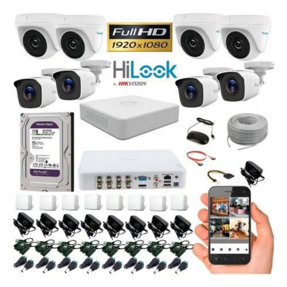 Kit de Seguridad Hilook Dvr 8ch + 8 Camaras 1080P+Disco 1TB