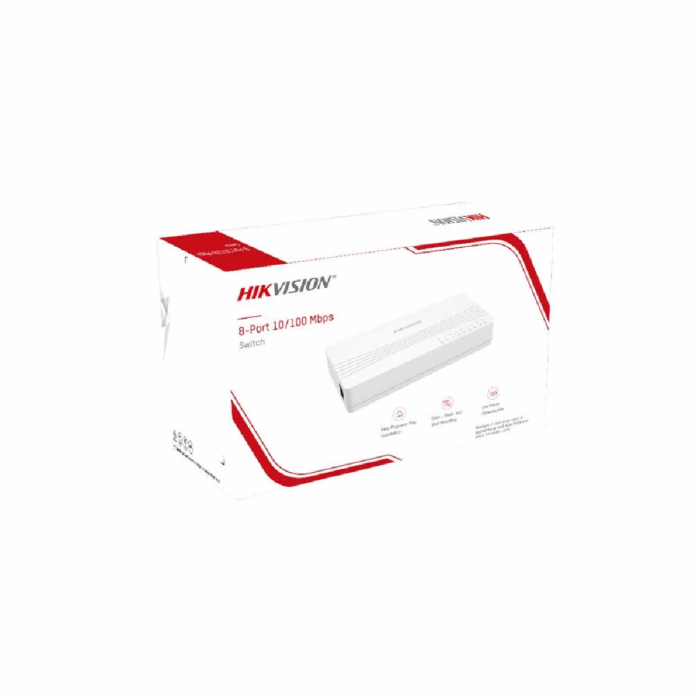 SWITCH NO ADMINISTRABLE DE ESCRITORIO DE 8 PUERTOS FAST ETHERNET 10 / 100 MBPS DS-3E0108D-O