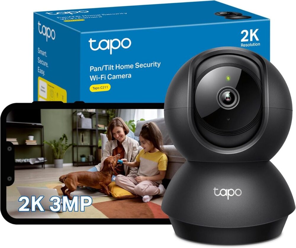 Cámara de Seguridad WiFi Tp Link 2k Robótica Negra Interior Tapo C211