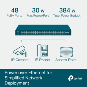 Switch Administrable 48 puertos RJ45 Giga L2+(Capa 3 Lite)PoE TP LINK