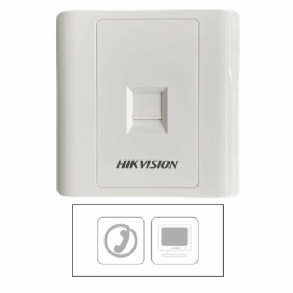 Rectangular, placa frontal plana RJ45 de 1 puerto, blanca, retardante a la llama UL94V-0; 20 unidades/caja