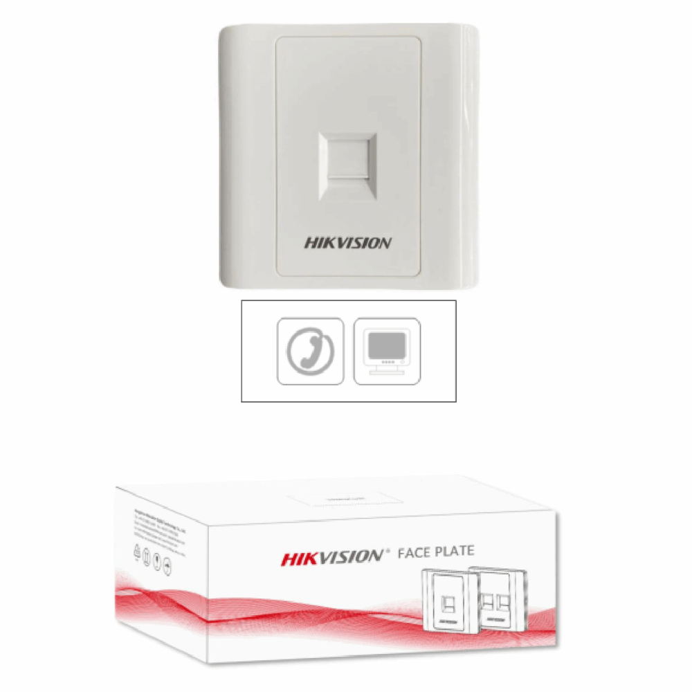 Rectangular, placa frontal plana RJ45 de 1 puerto, blanca, retardante a la llama UL94V-0; 20 unidades/caja