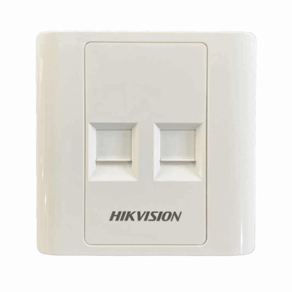Placa frontal plana RJ45 de 2 puertos, blanca, ignífuga UL94V-0; 20 unidades/caja