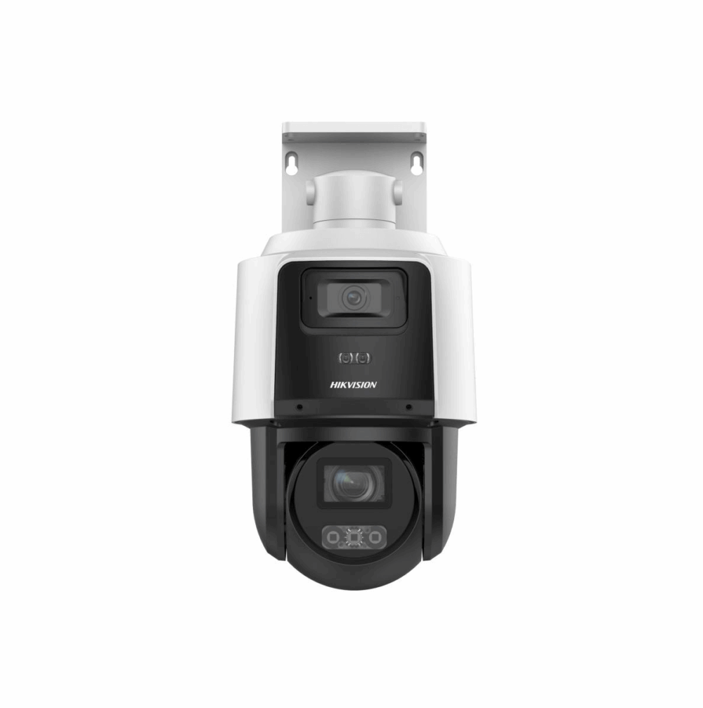 PTZ IP 4 Megapixel con Cámara Panoramica 4 Megapixel  4X Zoom Dual Light (40 mts IR + 30 mts Luz Blanca) ACUSENSE IP66 PoE+ DARKFIGHTER Micro SD Incluye Base para Techo o Pared