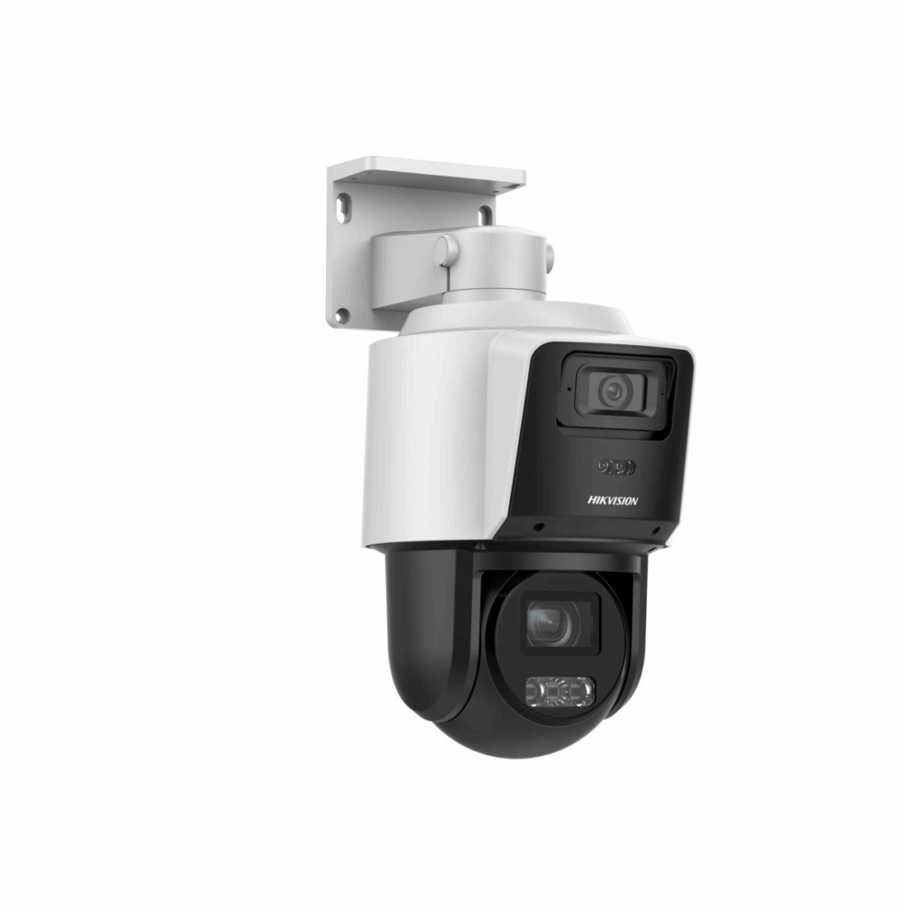 PTZ IP 4 Megapixel con Cámara Panoramica 4 Megapixel  4X Zoom Dual Light (40 mts IR + 30 mts Luz Blanca) ACUSENSE IP66 PoE+ DARKFIGHTER Micro SD Incluye Base para Techo o Pared