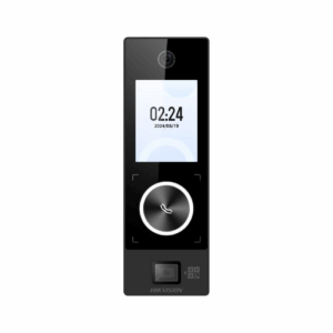 Terminal Facial Min Moe WiFi & PoE con Botón de Llamada y LECTOR DE CODIGO QR / Exterior IP65 / Tarjetas Virtuales Bluetooth con HikConnect Teams / 1000 Rostros HIKVISION