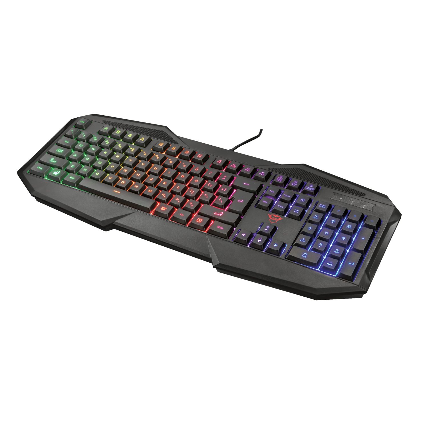 Teclado gamer Trust con iluminación Rainbow Resistente y Ergonómico