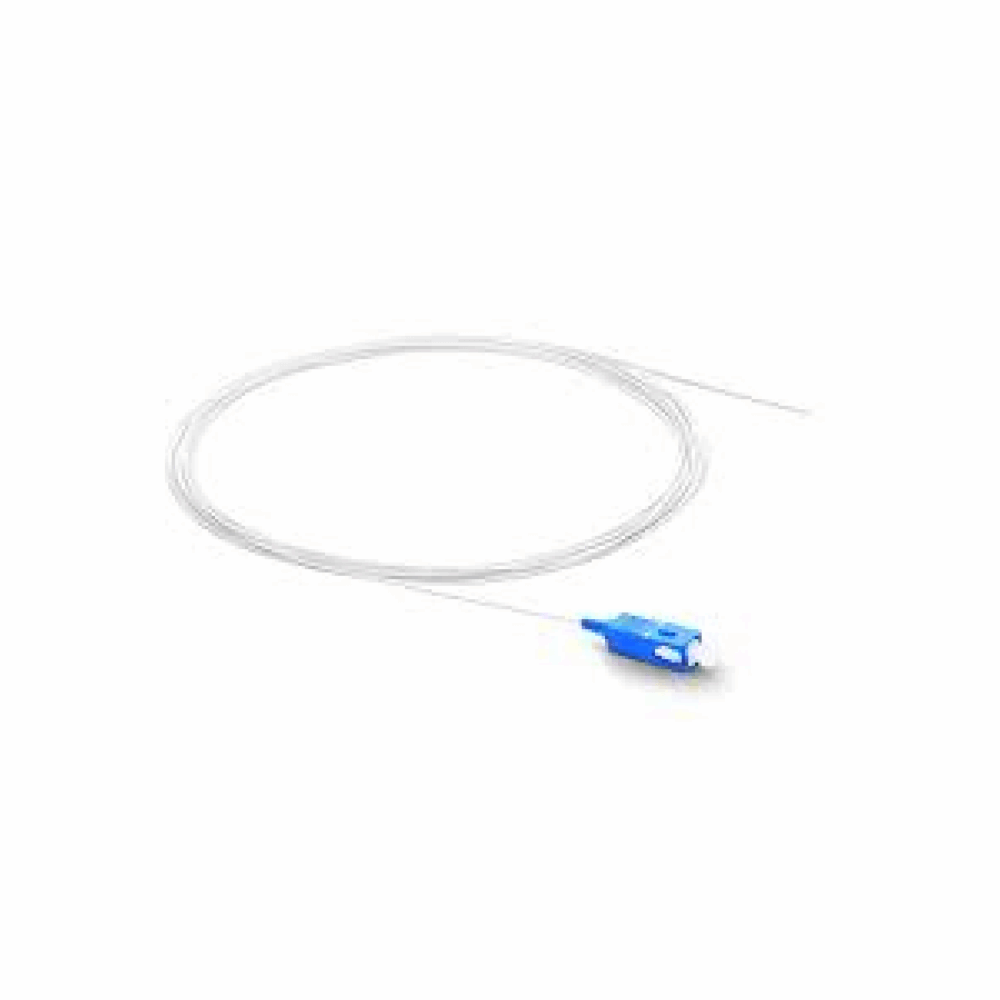PIGTAIL FIBRA ÓPTICA MONOMODO G652 SIMPLEX CONECTOR LC CHAQUETA BLANCA PVC 0.9MM 1M