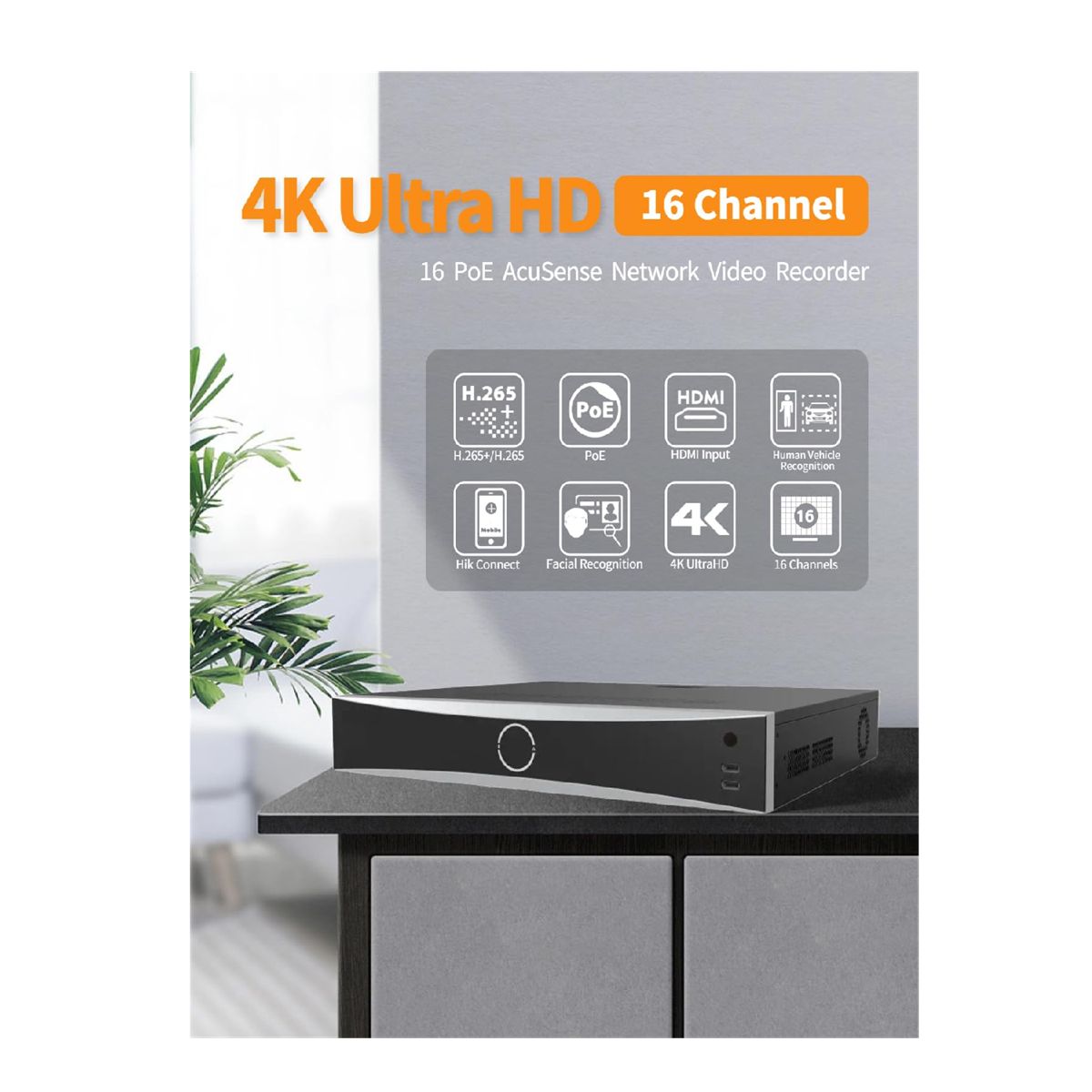 DS-7716NXI-16P Hikvision NVR 16 Canales PoE AcuSense