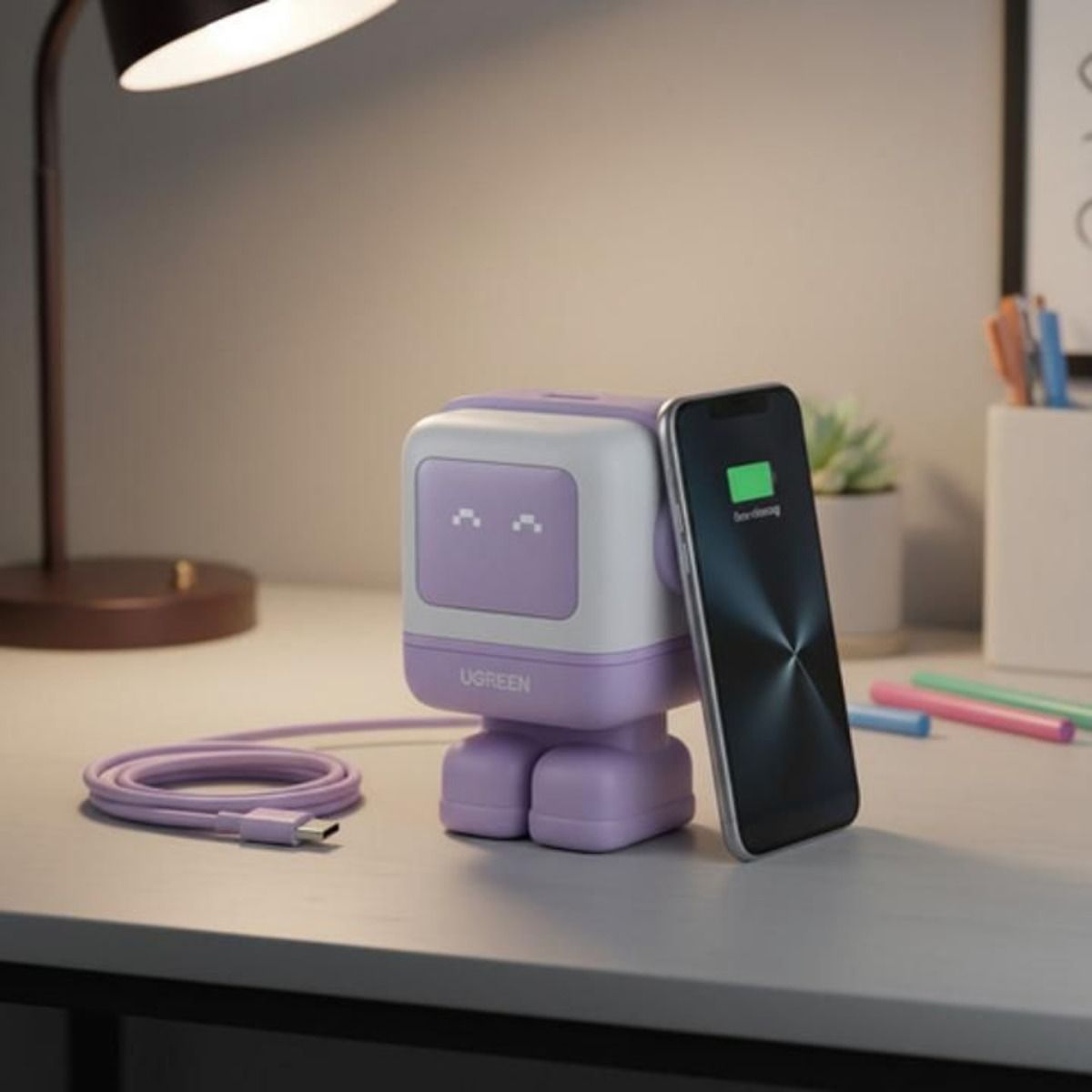 Cargador Ugreen serie uno 30w Tipo C Carga Rápida Ganrobot Color Púrpura