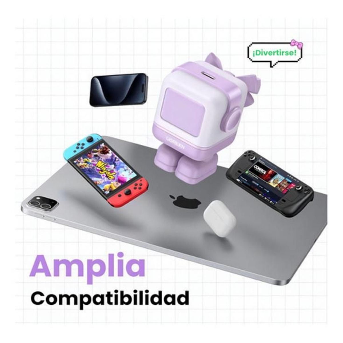 Cargador Ugreen serie uno 30w Tipo C Carga Rápida Ganrobot Color Púrpura