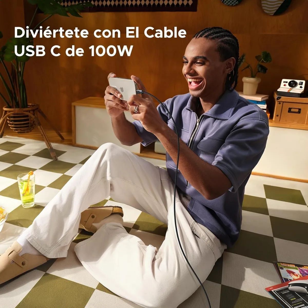 Cable Cargador Ugreen Uno Usb-c Carga Rápida 100w 480mbps 1m Negro