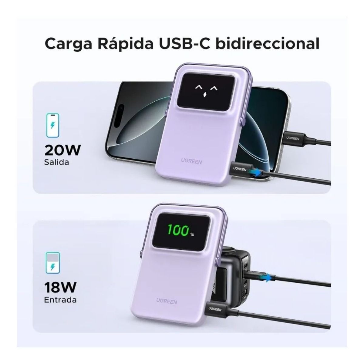 Power Bank Ugreen Magsafe Mini 5000mah 20w Con Pantalla