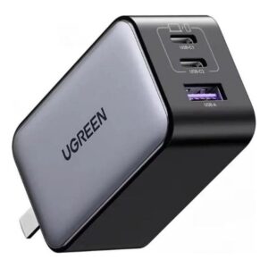 Cargador 65w Ugreen Carga Rápida Nexode Gan 2 Usb C + Usb A Color Gris